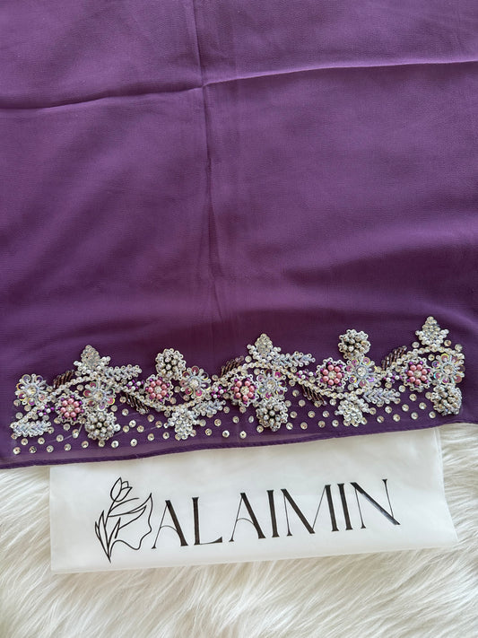 ANAYA| FESTIVE PARTY WEAR LUXURY HANDWORK PURPLE HIJAB