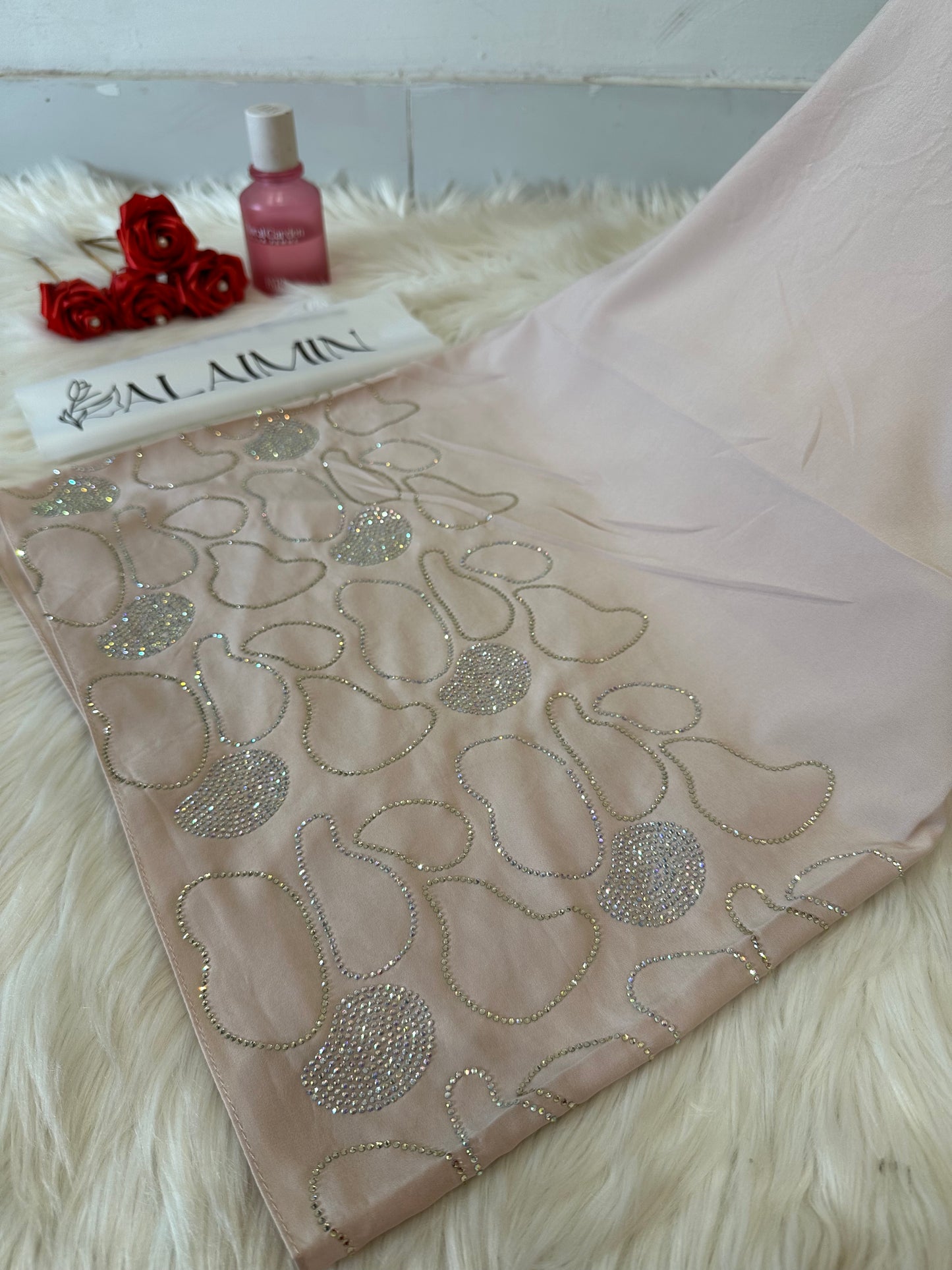 Sand Beige Blue Luxe Stone Hijab