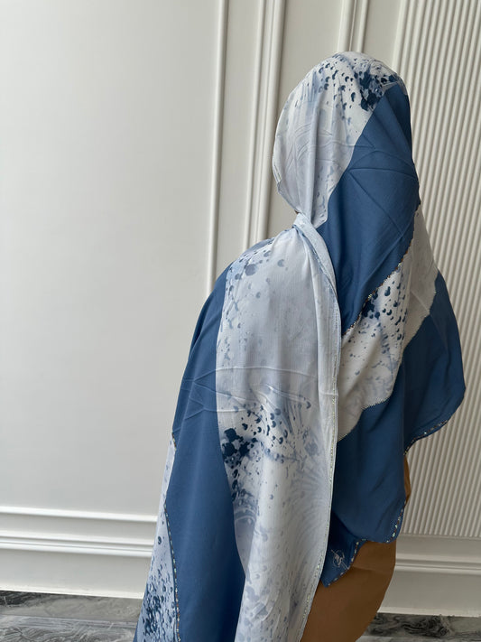 OCEAN BLUE | LUXE SOFT RHINESTONE TURKISH HIJAB