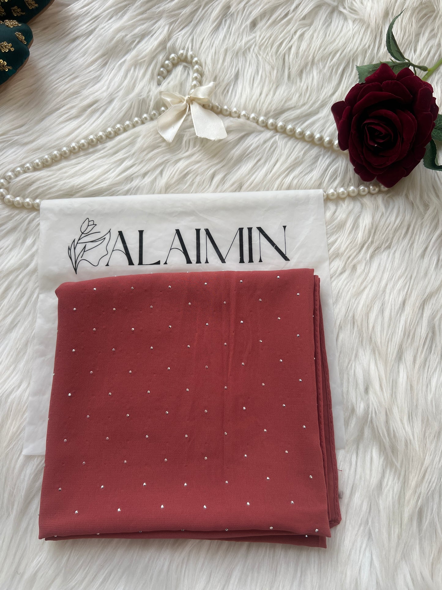ROSE BLUSH | RHINESTONE CHIFFON HIJAB
