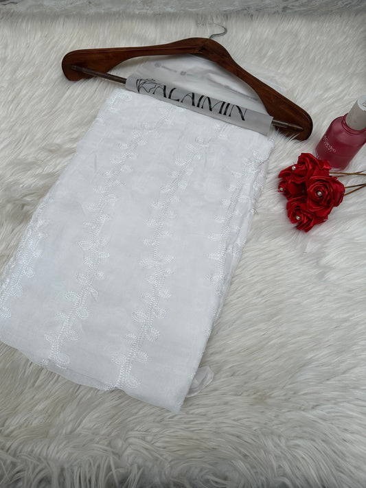 EMBROIDERY LAWN HIJAB| WHITE