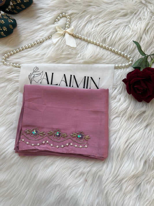 HANDWORK MAUVE HIJAB PARTY WEAR