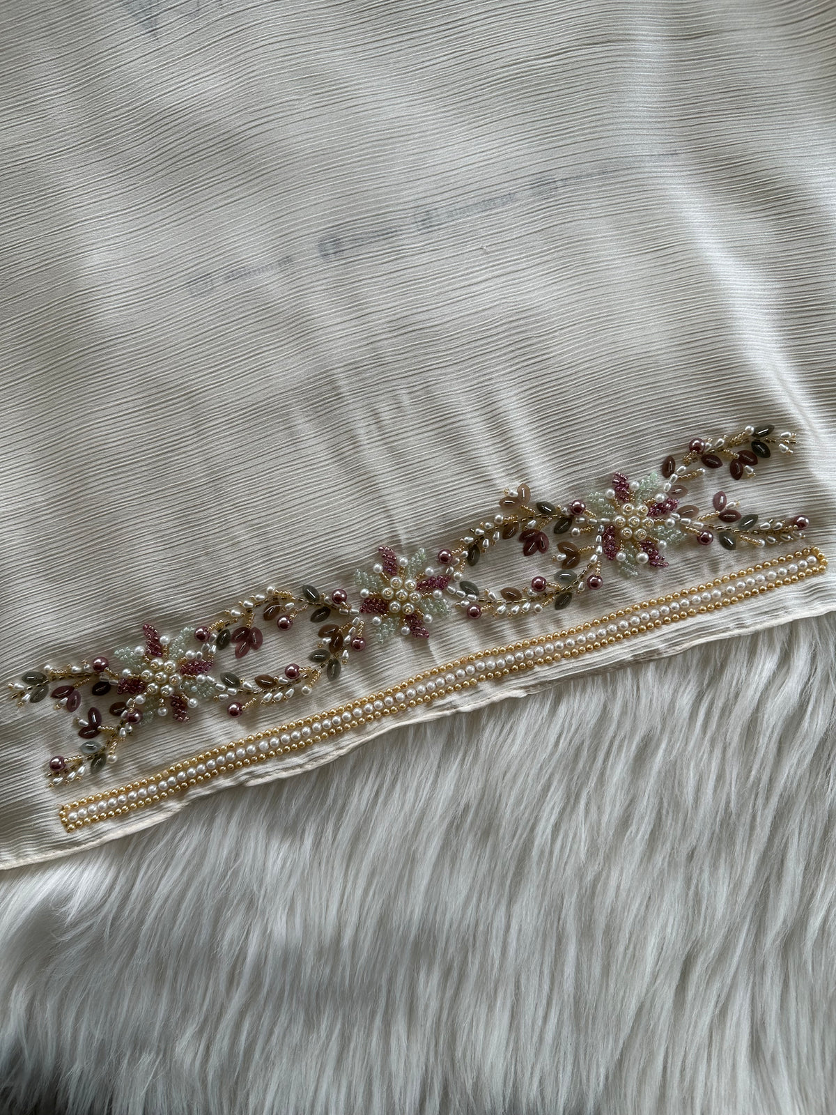 MEHR | FESTIVE HANDWORK OFFWHITE HIJAB