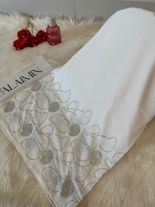 Pure White Luxe Stone Hijab