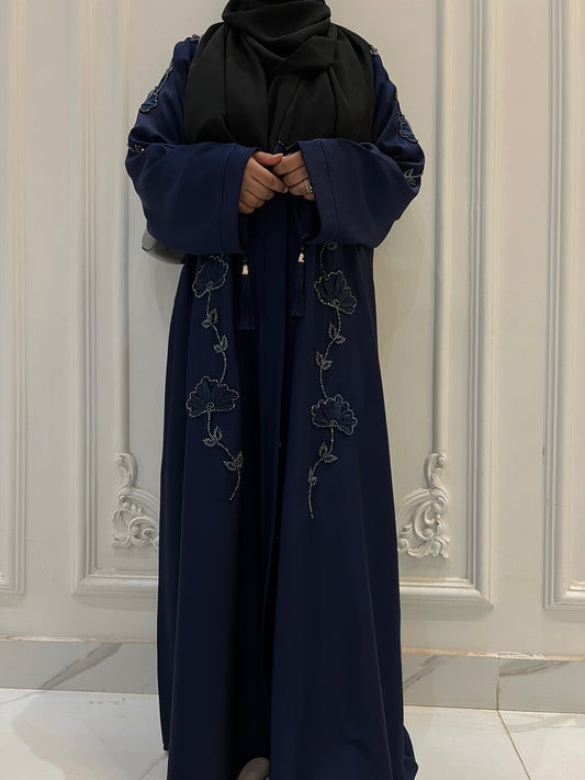 Nureya Hand Embellished Midnight Blue Abaya