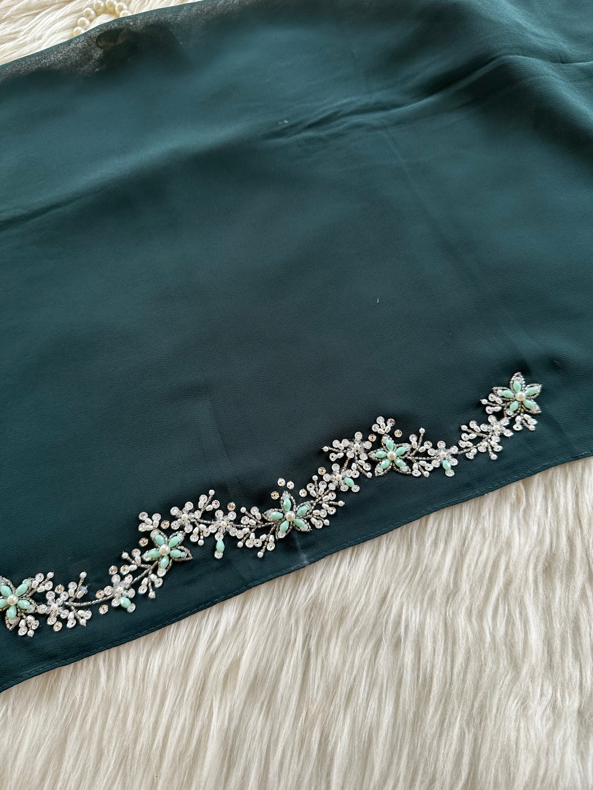 ELAF | FESTIVE PARTY WEAR LUXURY HANDWORK DARK GREEN HIJAB PARTY WEAR FOR WEDDINGS & EID