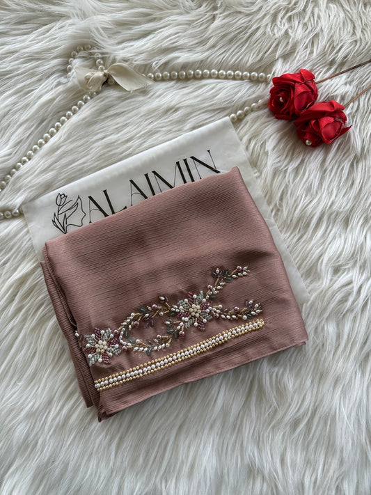 MEHR | FESTIVE HANDWORK LIGHT BROWN HIJAB