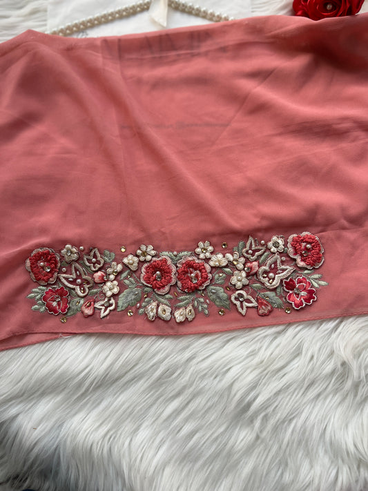 Thread Work and 3D embellished Chiffon Hijab