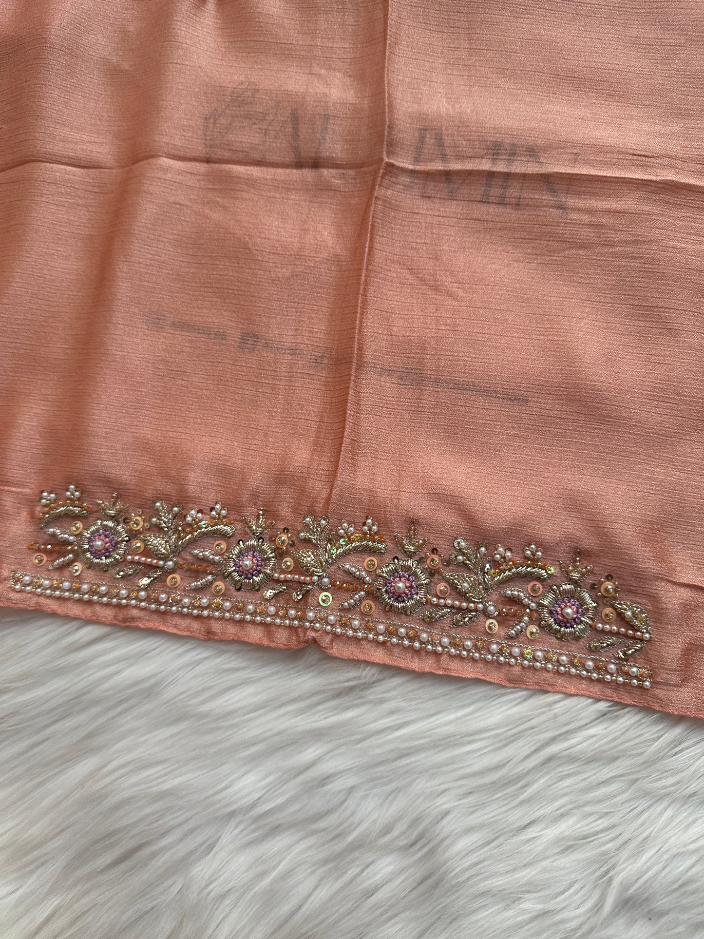 MEHRBANO | FESTIVE PARTY WEAR LUXURY HANDWORK PEACH HIJAB