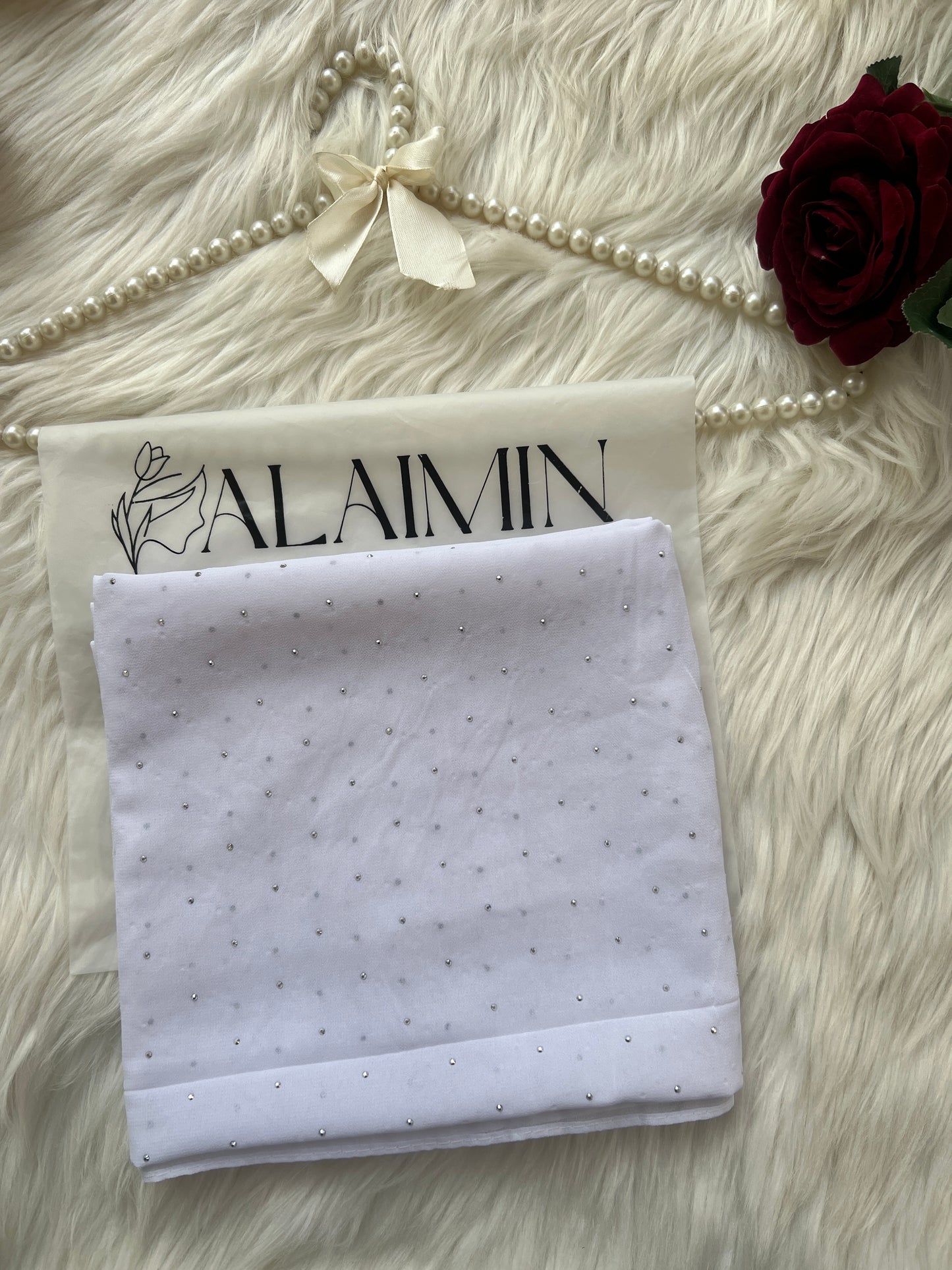PEARL WHITE | RHINESTONE CHIFFON HIJAB