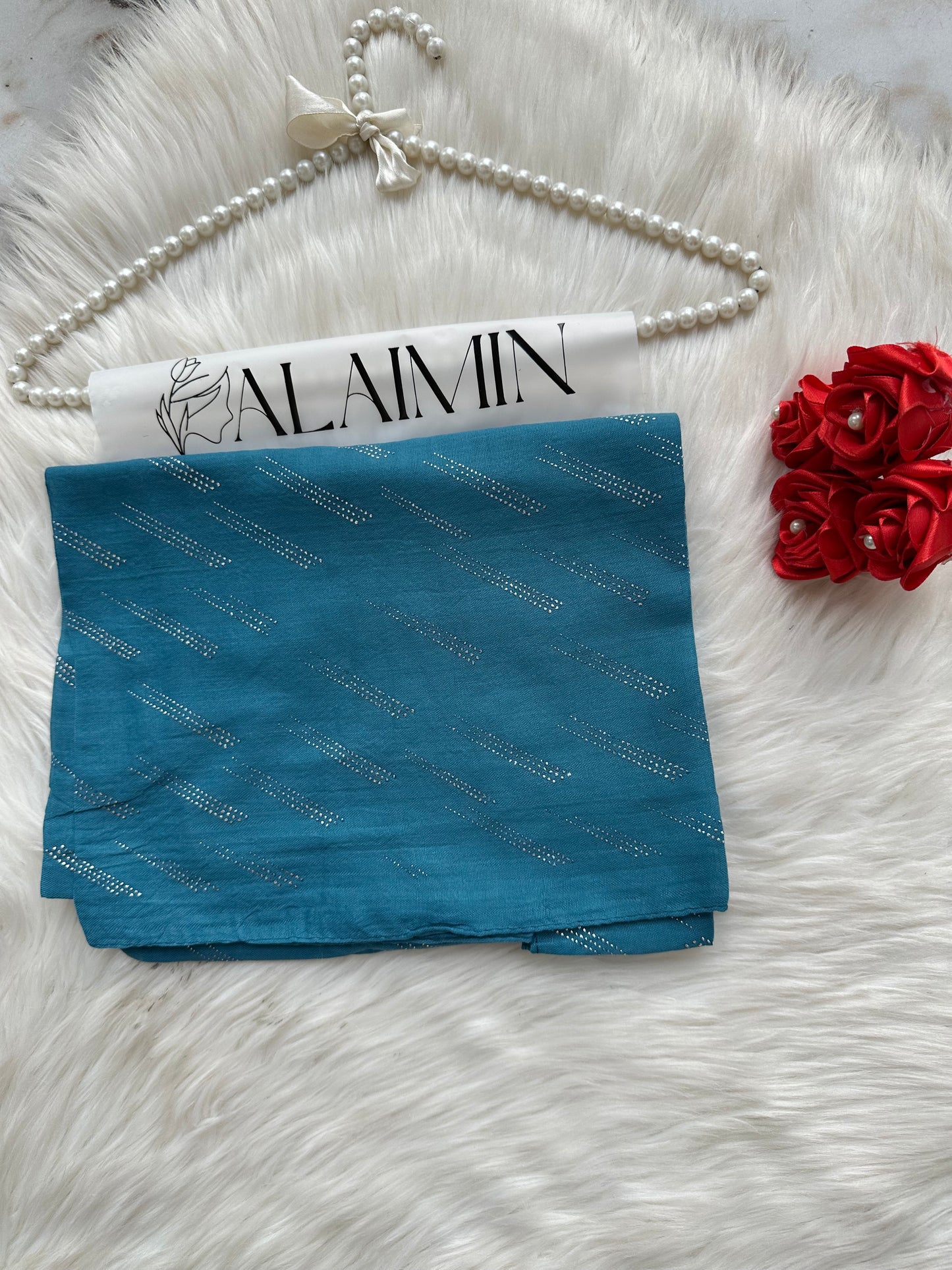Dusty Zinc Blue  Sparkle Dewdrop Fancy Summer Hijab
