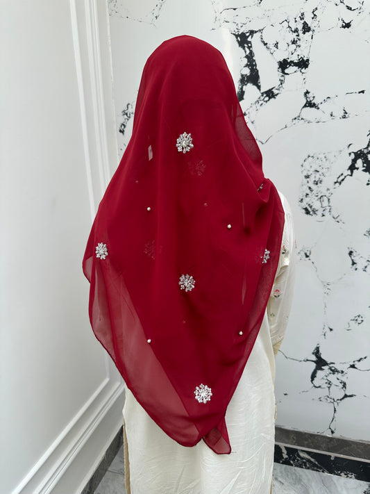 Bahar-e-Gul | Maroon | Signature All-Over Floral Hijab