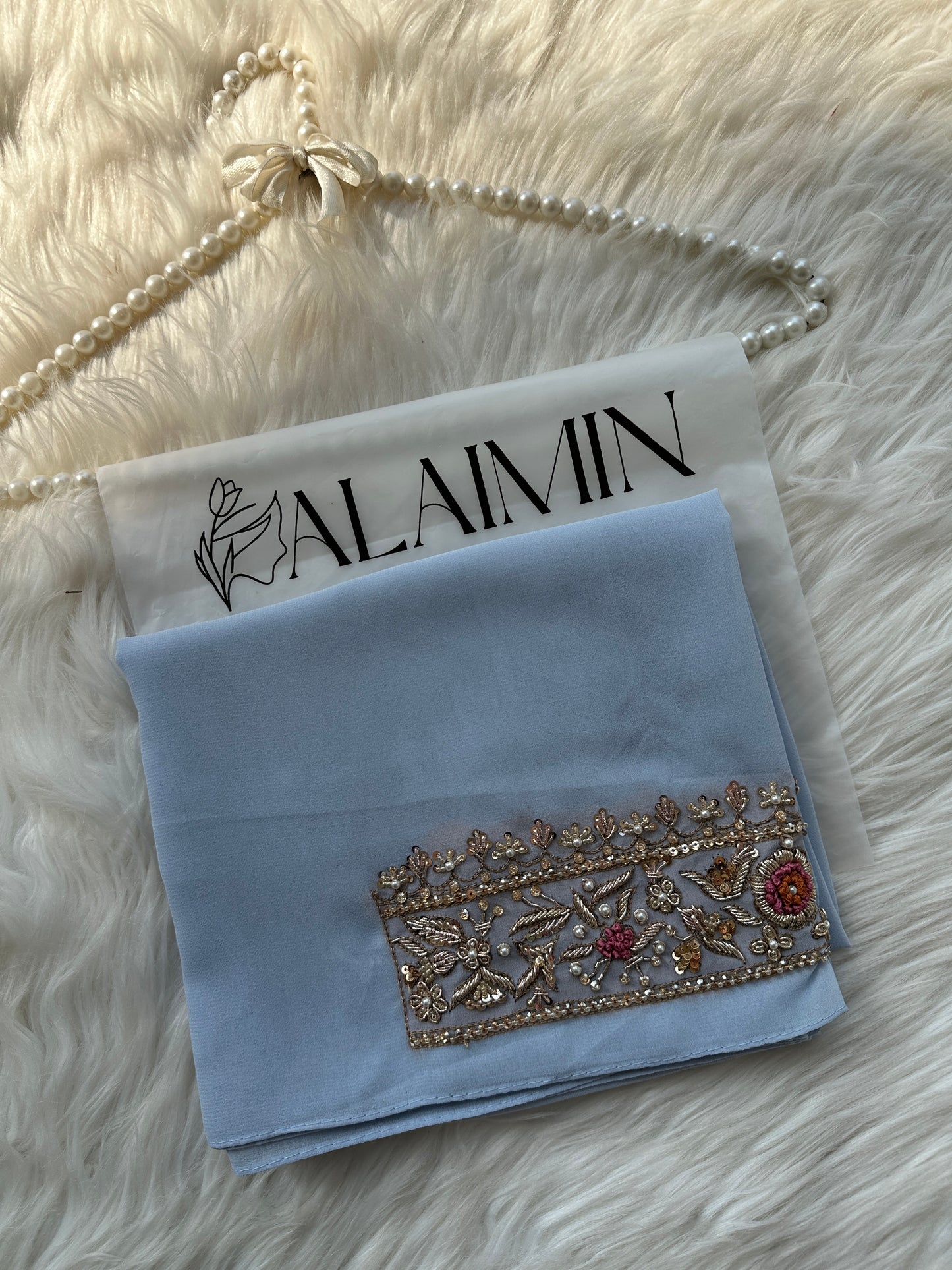 ELARA | FESTIVE PARTY WEAR LUXURY HANDWORK ICE BLUE HIJAB PARTY WEAR FOR WEDDINGS & EID