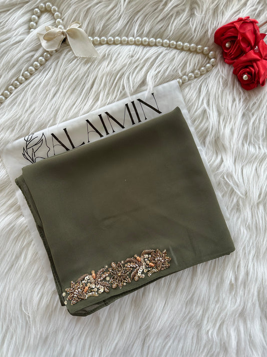 HANIA | FESTIVE HANDWORK OLIVE HIJAB