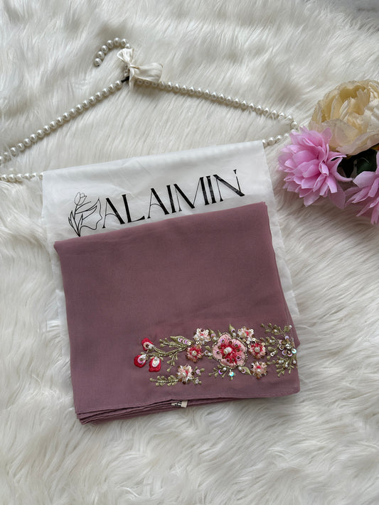 BAAG E BAHAR| LUXURY THREADWORK AND HANDWORK PINK HIJAB