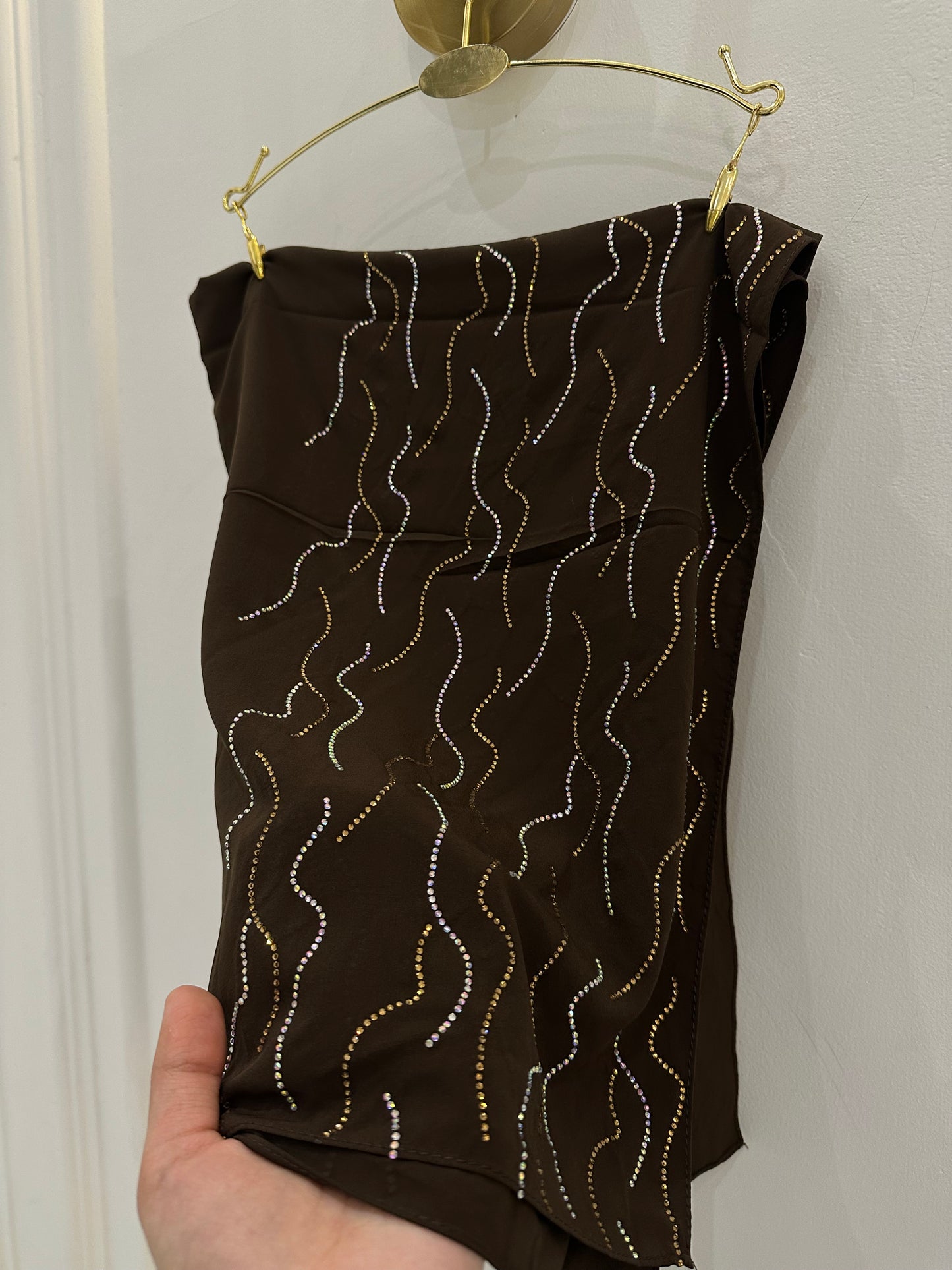 Mocha Brown Premium Fancy Stone Hijab