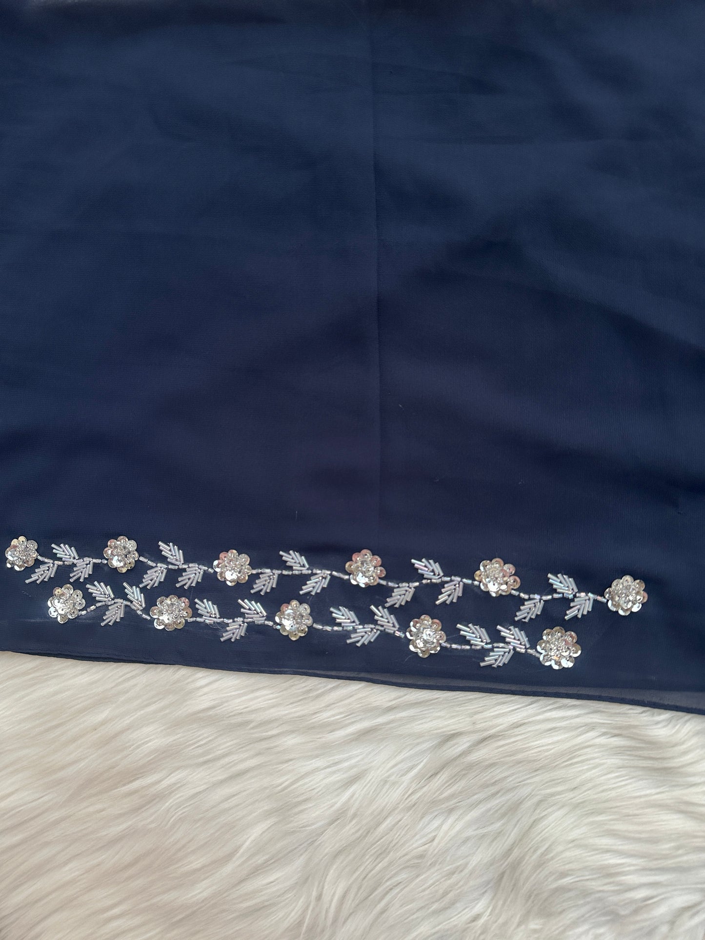 NUREYAH | FESTIVE PARTY WEAR LUXURY HANDWORK DARK BLUE HIJAB