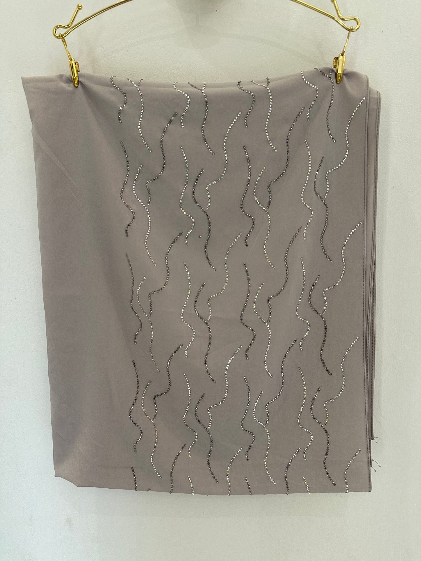 Light Grey Premium Fancy Stone Hijab
