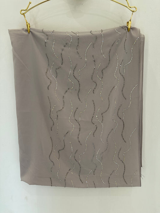 Light Grey Premium Fancy Stone Hijab