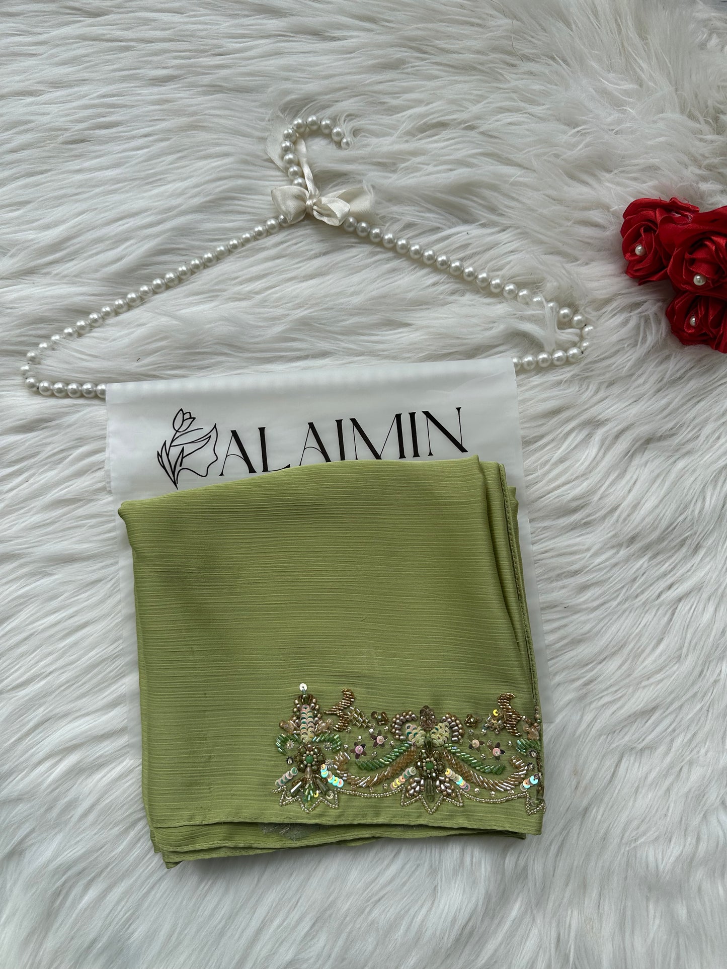 ZOYA | FESTIVE PARTY WEAR LUXURY HANDWORK GREEN HIJAB