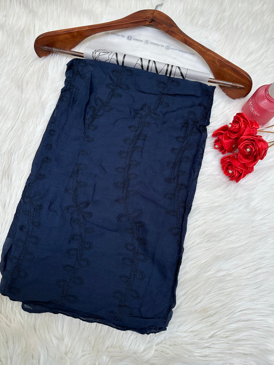 EMBROIDERY LAWN HIJAB| NAVY BLUE