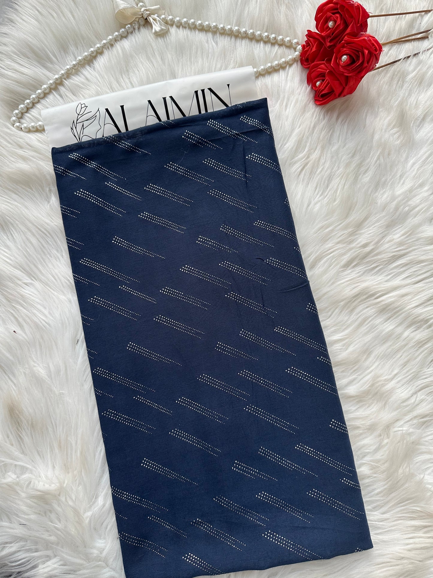 Midnight Blue Sparkle Dewdrop Fancy Summer Hijab