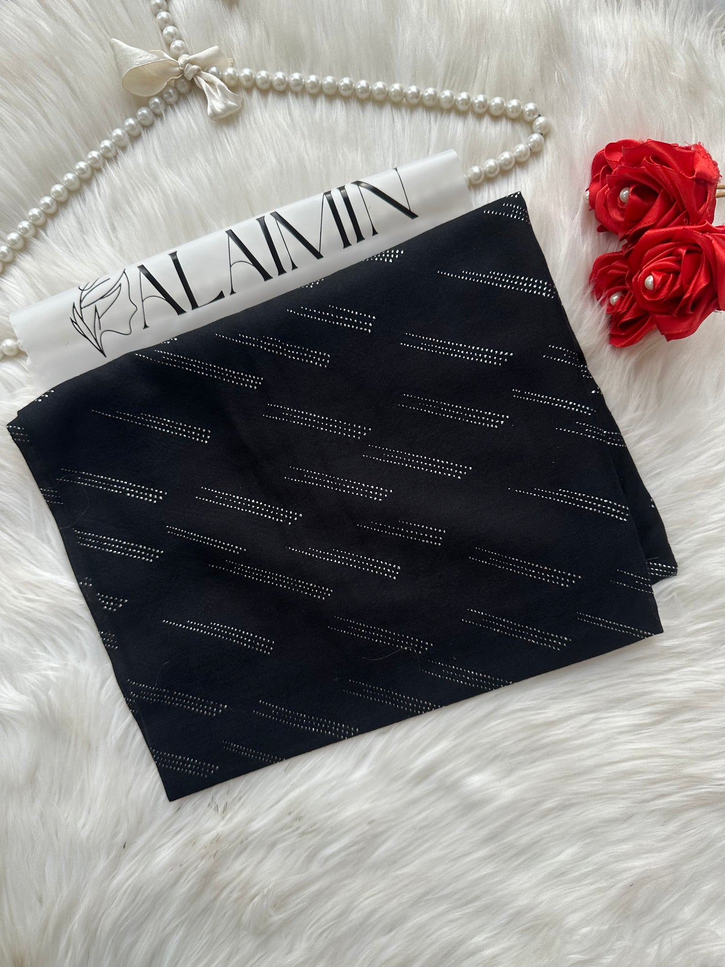 Classic Black Sparkle Dewdrop Fancy Summer Hijab