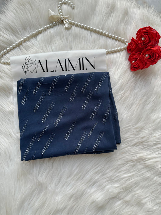 Midnight Blue Sparkle Dewdrop Fancy Summer Hijab