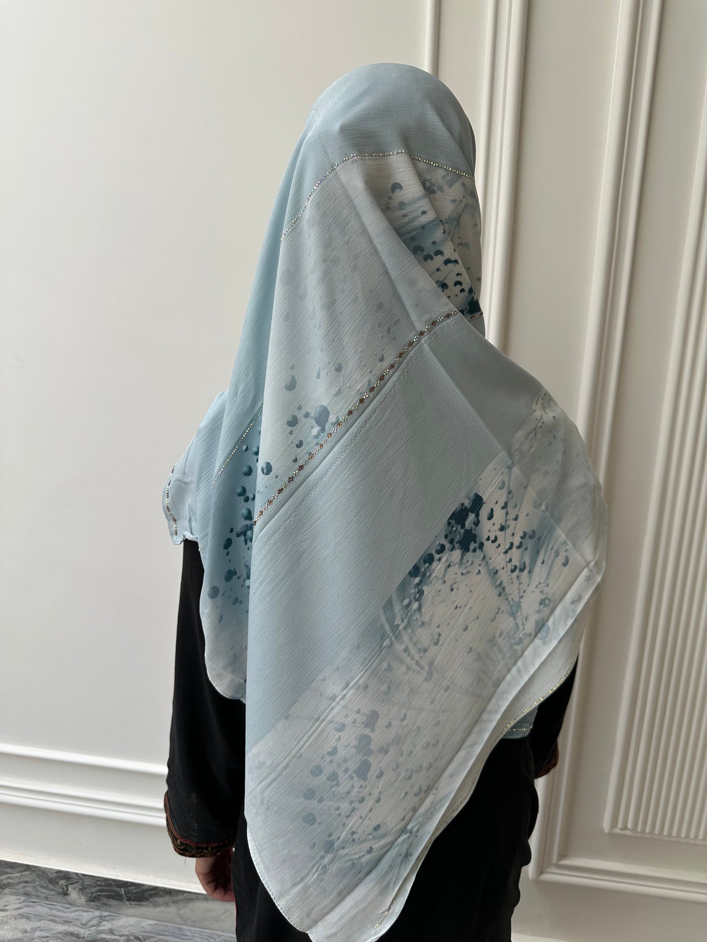 AQUA BLUE | LUXE SOFT RHINESTONE TURKISH HIJAB