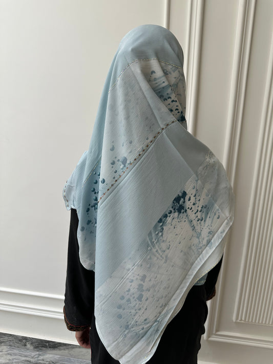 AQUA BLUE | LUXE SOFT RHINESTONE TURKISH HIJAB