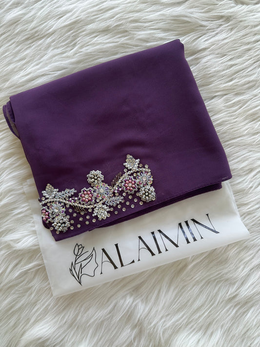 ANAYA| FESTIVE PARTY WEAR LUXURY HANDWORK PURPLE HIJAB
