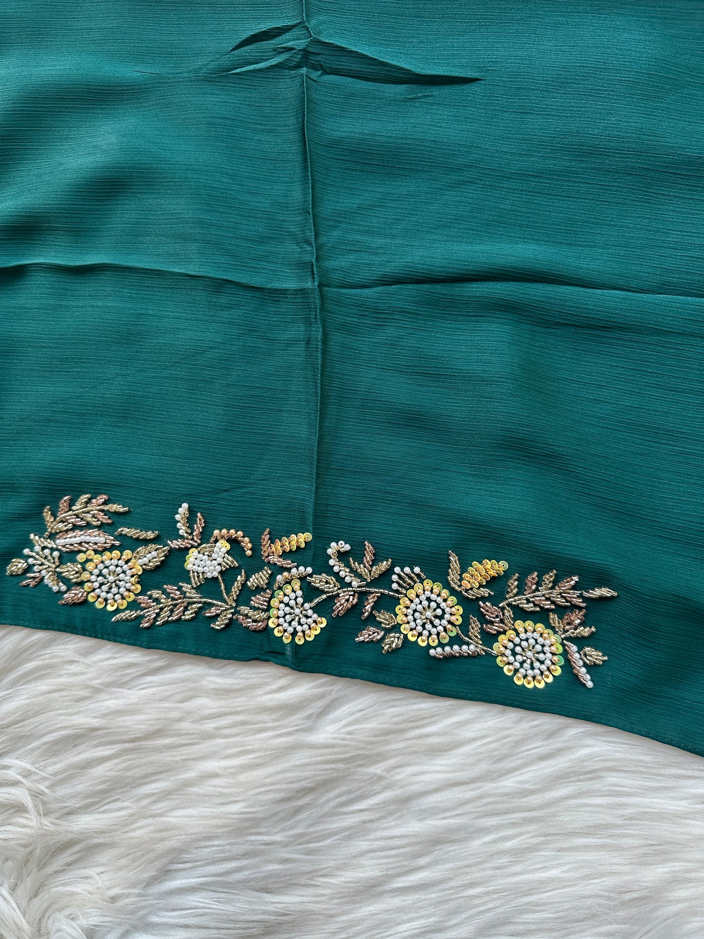 ZAREEN | FESTIVE PARTY WEAR LUXURY HANDWORK BOTTLE GREEN HIJAB