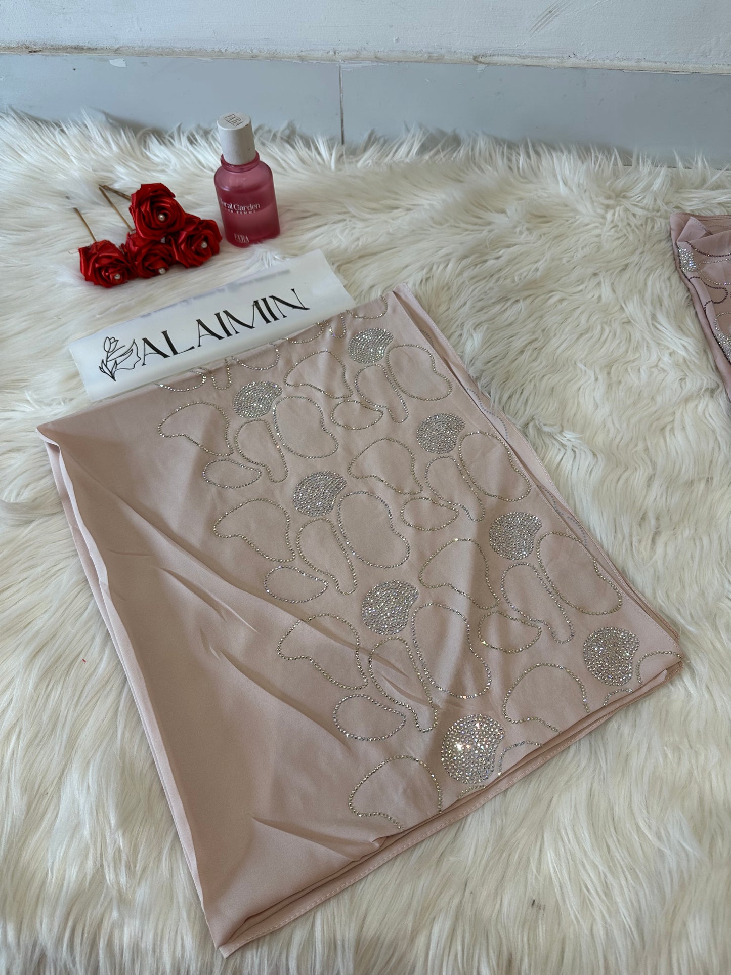 Sand Beige Blue Luxe Stone Hijab