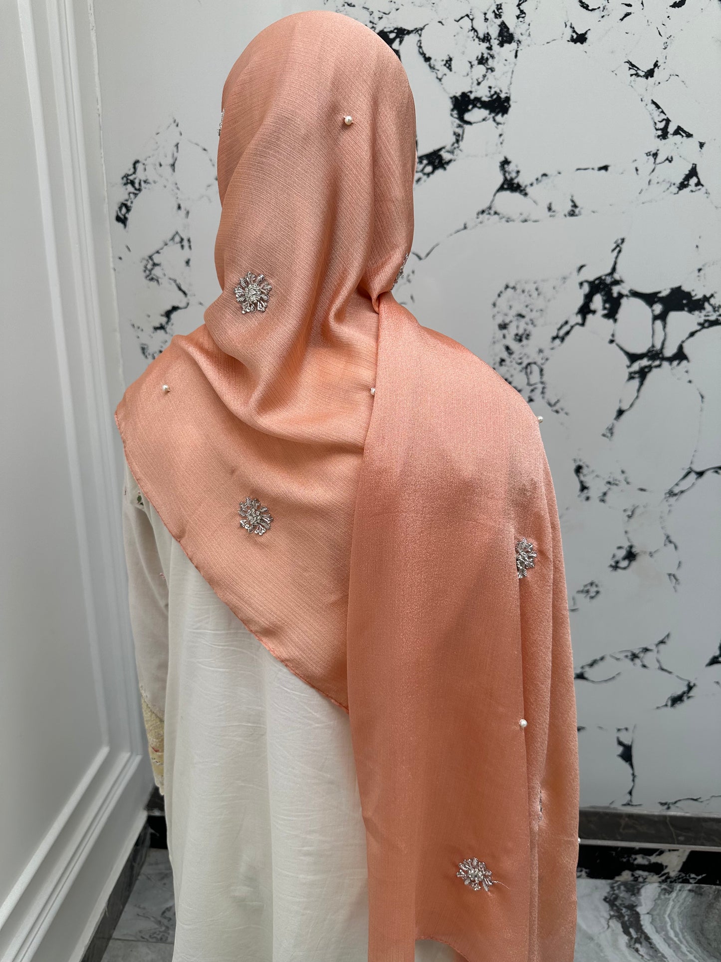 Bahar-e-Gul | Peach | Signature All-Over Floral Hijab