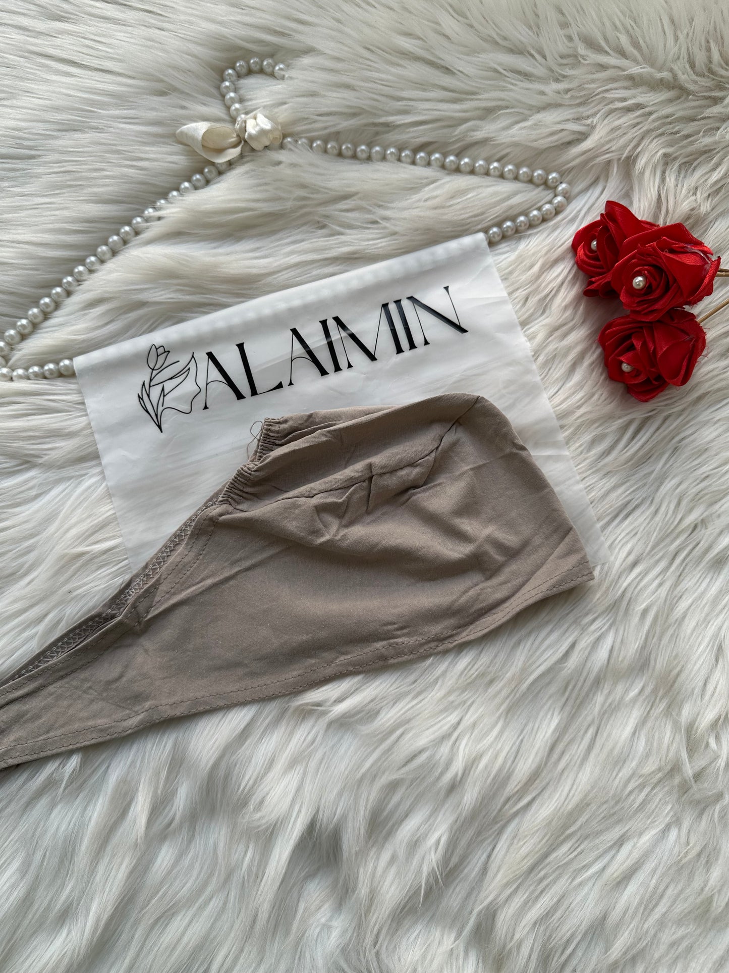 High-Quality Hijab Tie-Back Cap Nude brown