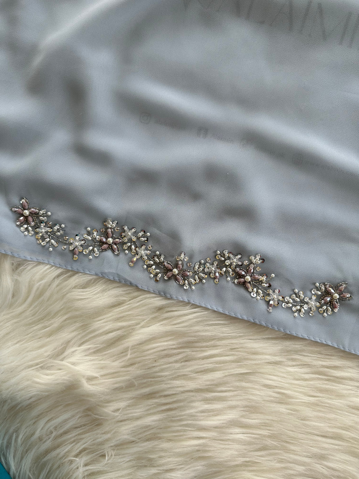 ELAF | FESTIVE PARTY WEAR LUXURY HANDWORK SILVER BLUE HIJAB PARTY WEAR FOR WEDDINGS & EID