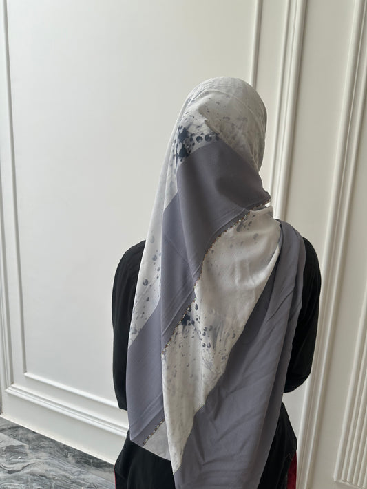 BLUE GREY| LUXE SOFT RHINESTONE TURKISH HIJAB