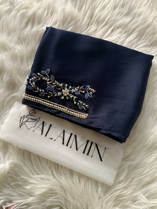 MEHR | FESTIVE HANDWORK DARK BLUE HIJAB