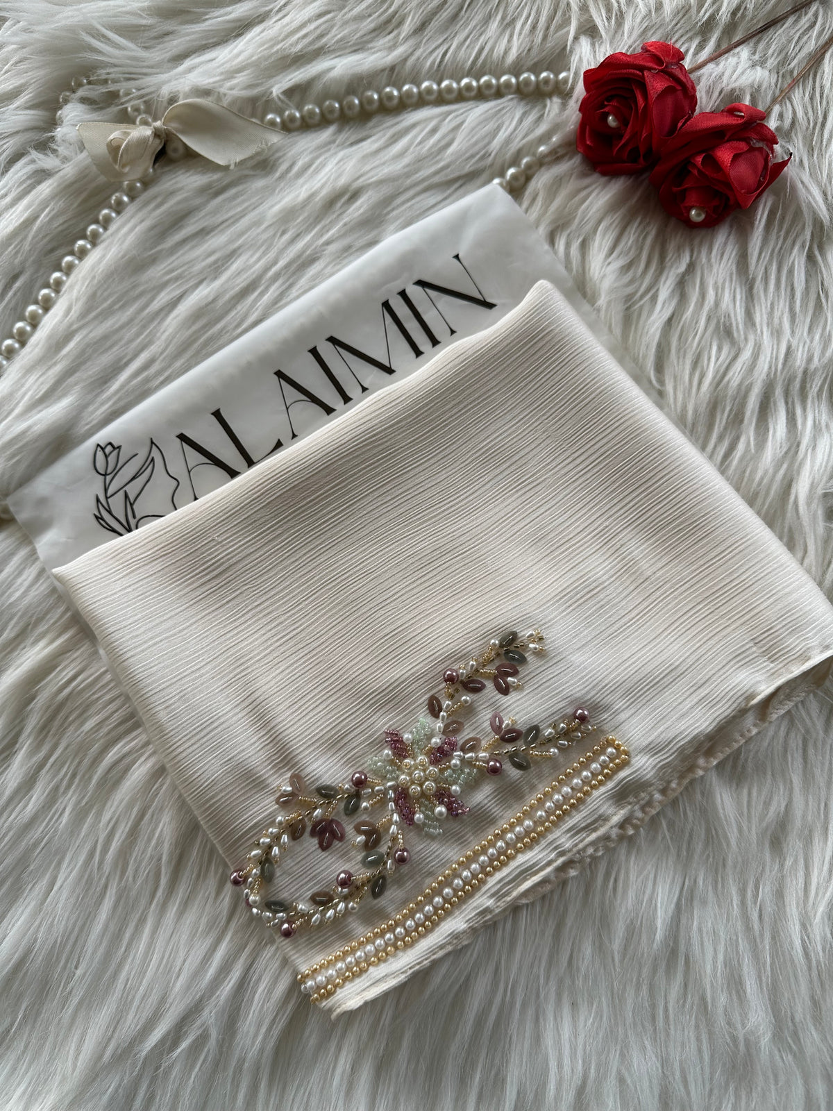 MEHR | FESTIVE HANDWORK OFFWHITE HIJAB