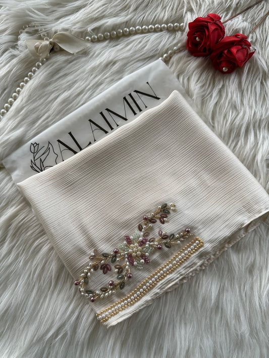 MEHR | FESTIVE HANDWORK OFFWHITE HIJAB