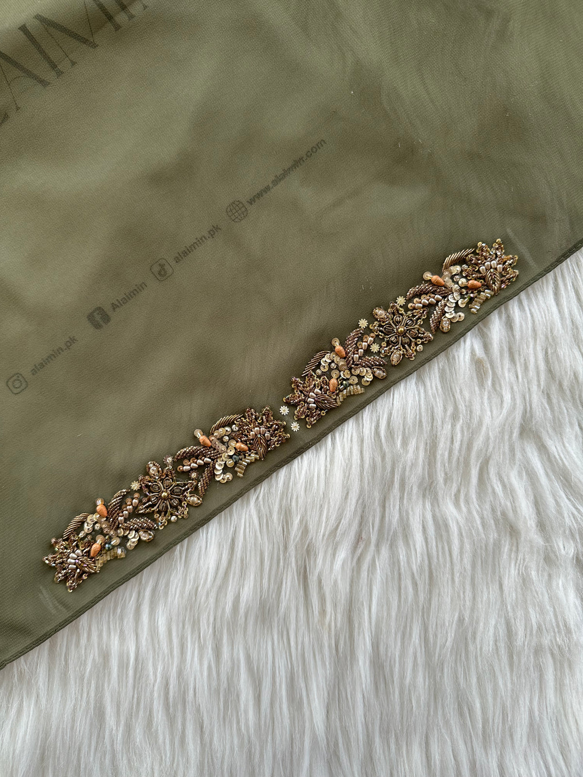 HANIA | FESTIVE HANDWORK OLIVE HIJAB