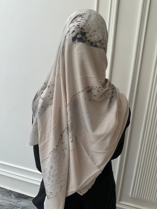 CUSTARD CREME | LUXE SOFT RHINESTONE TURKISH HIJAB