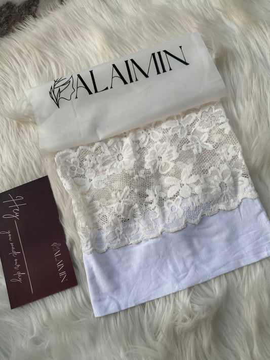 High-Quality Fancy Net Hijab Tube Cap White