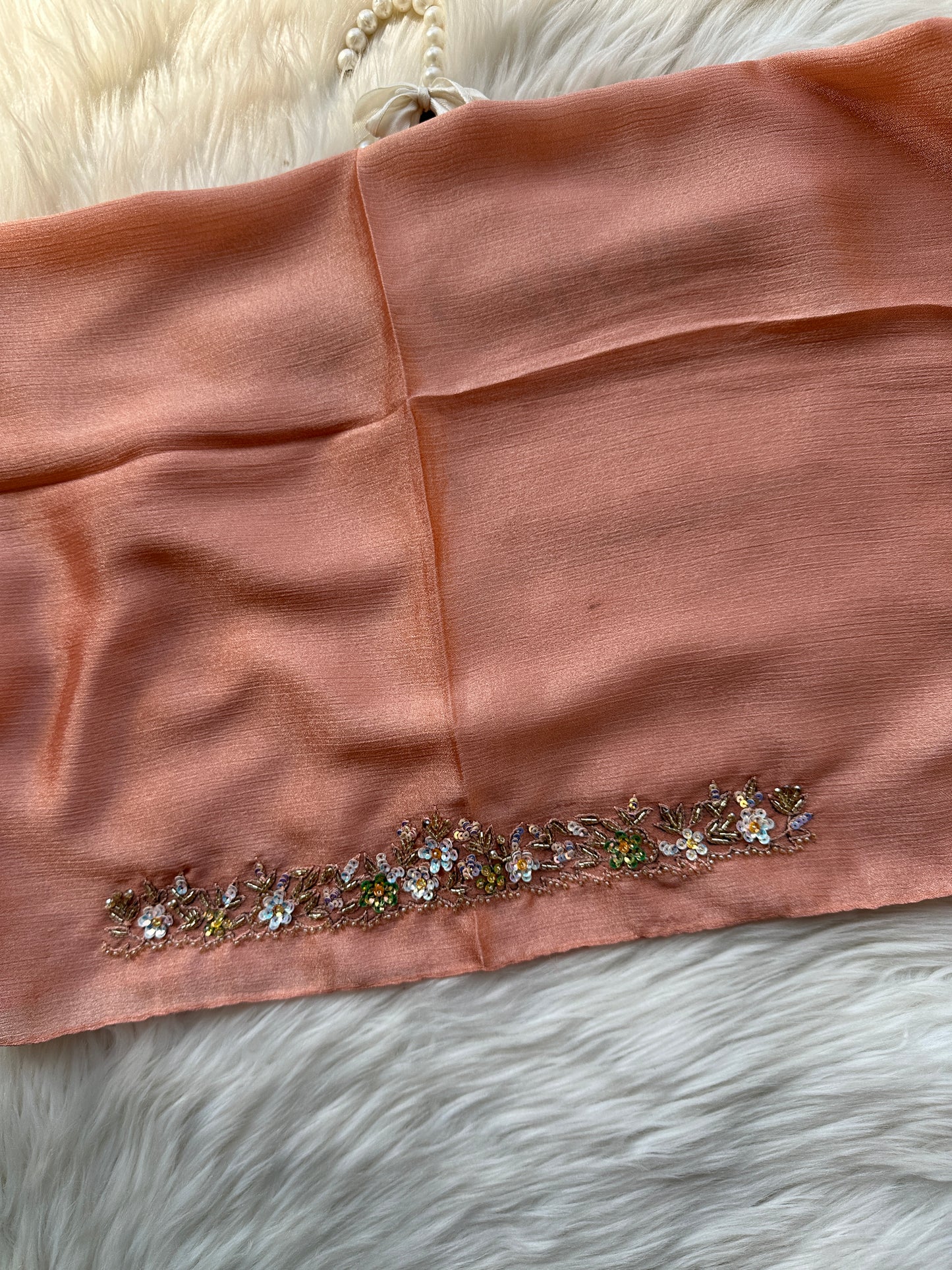MEHRBANO | FESTIVE PARTY WEAR LUXURY HANDWORK PEACH HIJAB