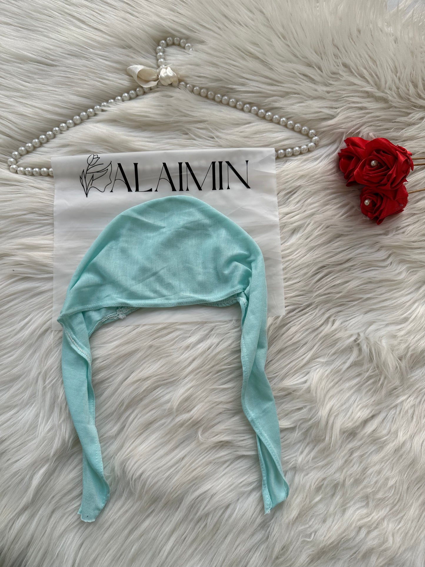 High-Quality Hijab Tie-Back Cap Aqua