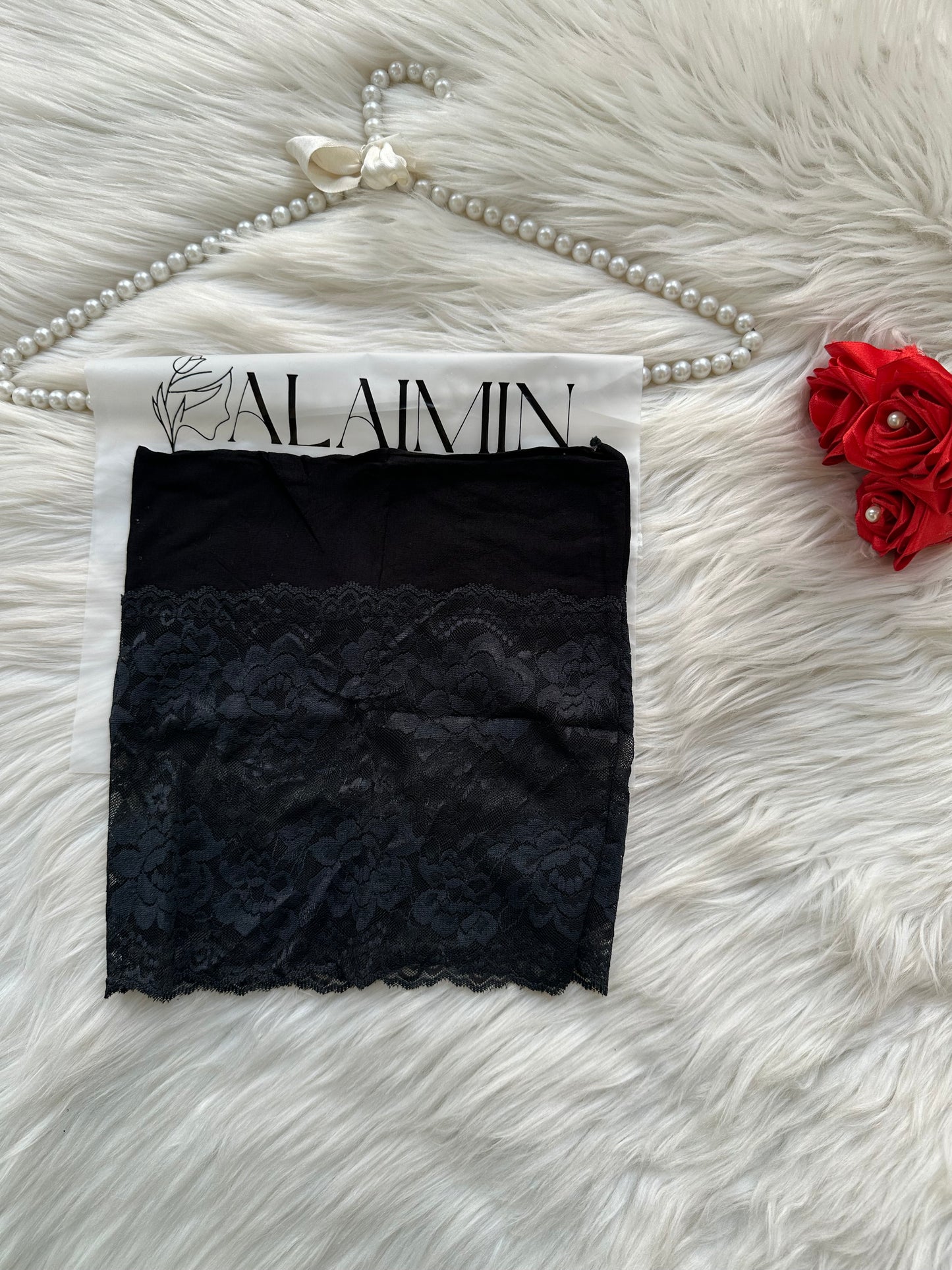 High-Quality Fancy Net Hijab Tube Cap Black