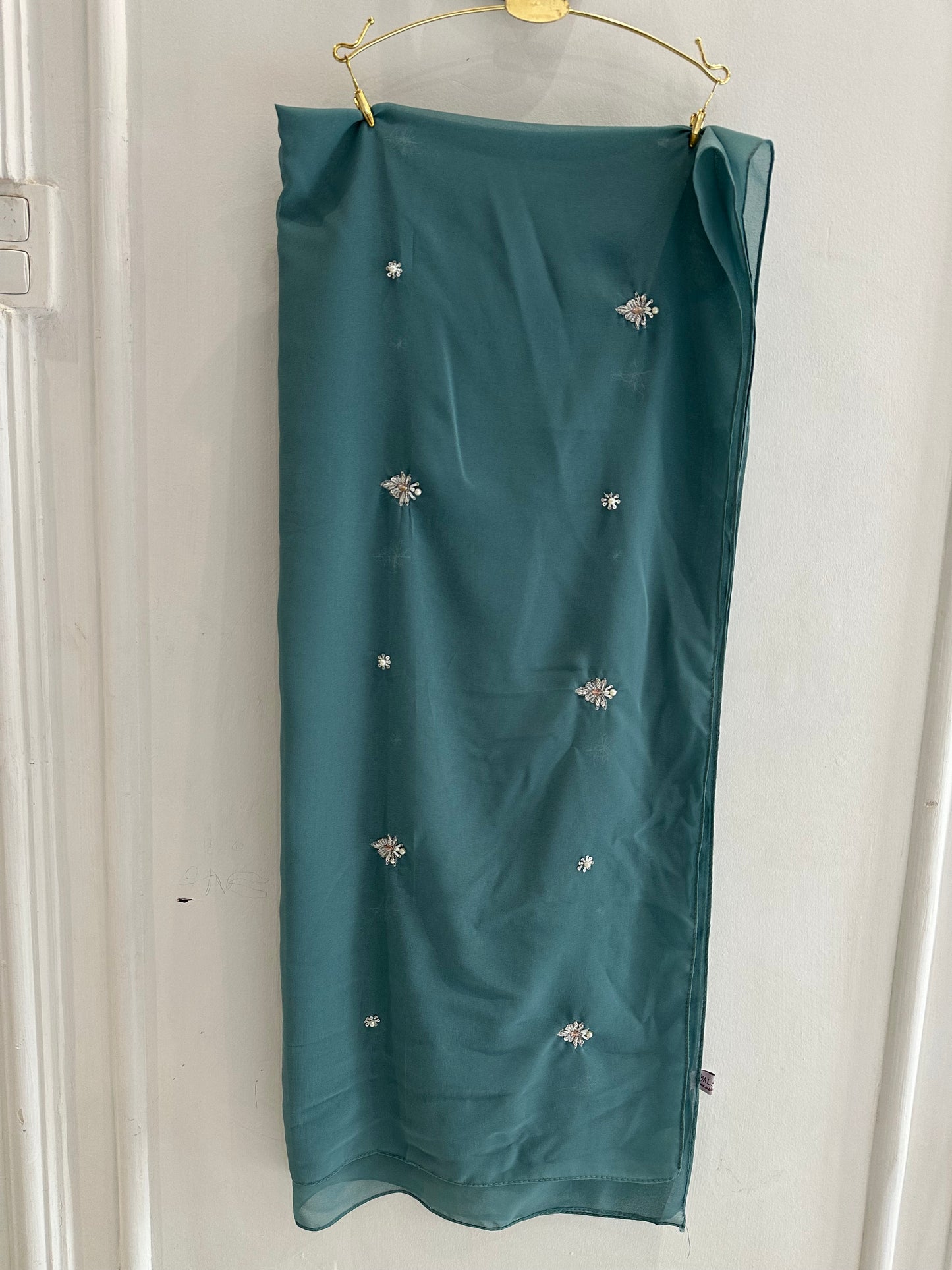 Gulbahar | Dark Turquoise | Signature All-Over Floral Hijab