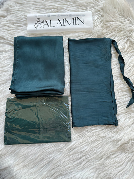 Plain Hijab, Matching Niqaab & Cap – Emerald Green