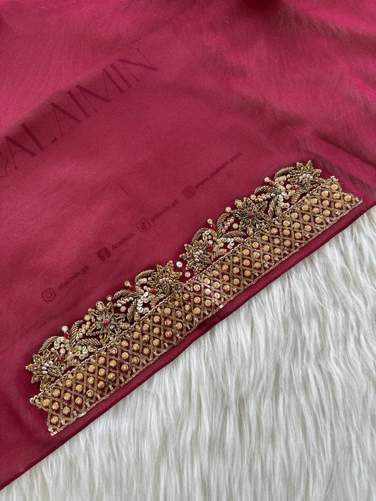 NAYYAB | FESTIVE PARTY WEAR LUXURY HANDWORK MAROON HIJAB