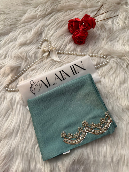 SEHR E NOOR | FESTIVE HANDWORK AQUA HIJAB